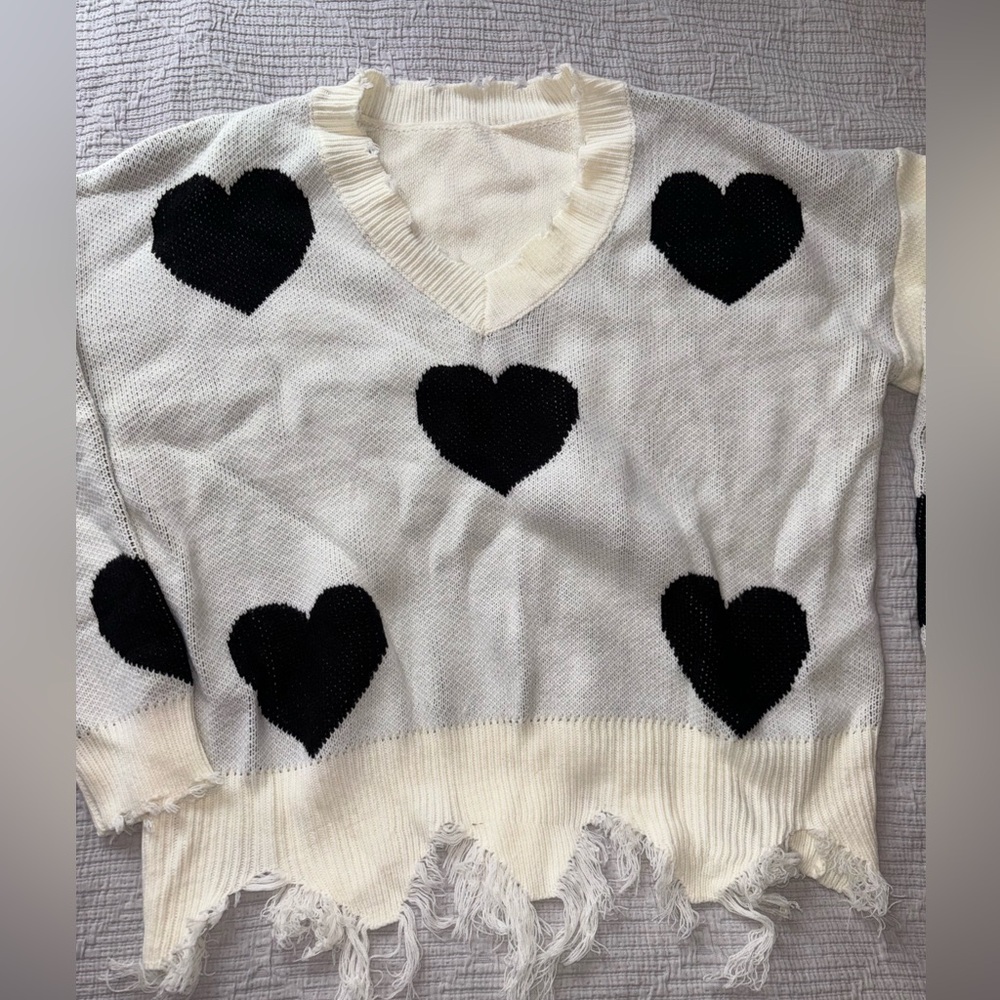 Distressed Heart Sweater